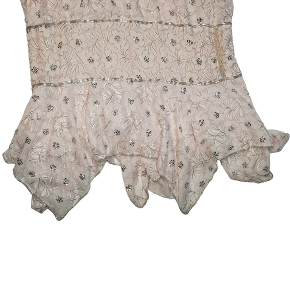 Vtg Judith Ann Plus Pink Dress Sz 2X 18-20 Floral Bead Sequin Drop Waist Flapper - Picture 10 of 16